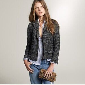 J.Crew Navy Green Boucle Tweed Wool Blazer Jacket